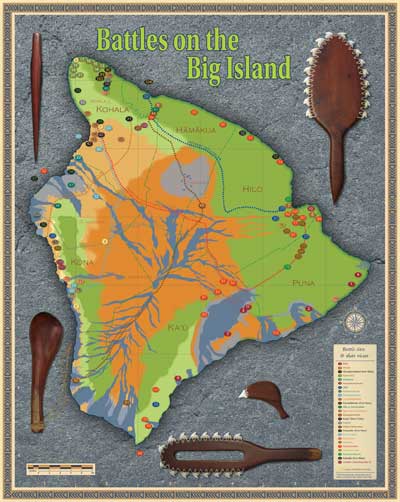 Battles on the Big Island --  map side of poster-narrative